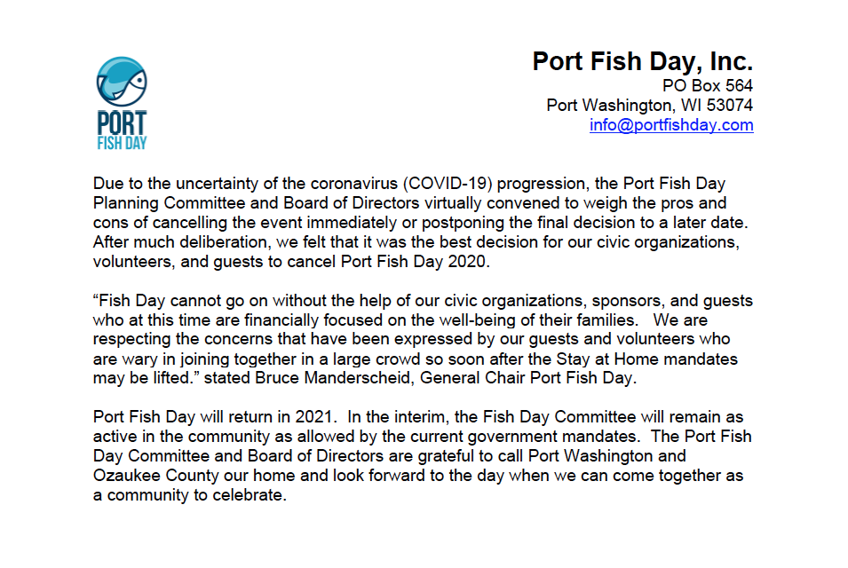 Port Fish Day 202 Cancelled